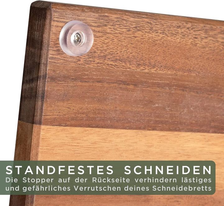 WALDWERK Schneidebrett 3er Set (40x30 / 33x24 / 26x18cm) aus massiver Akazie - Schneidebretter mit B