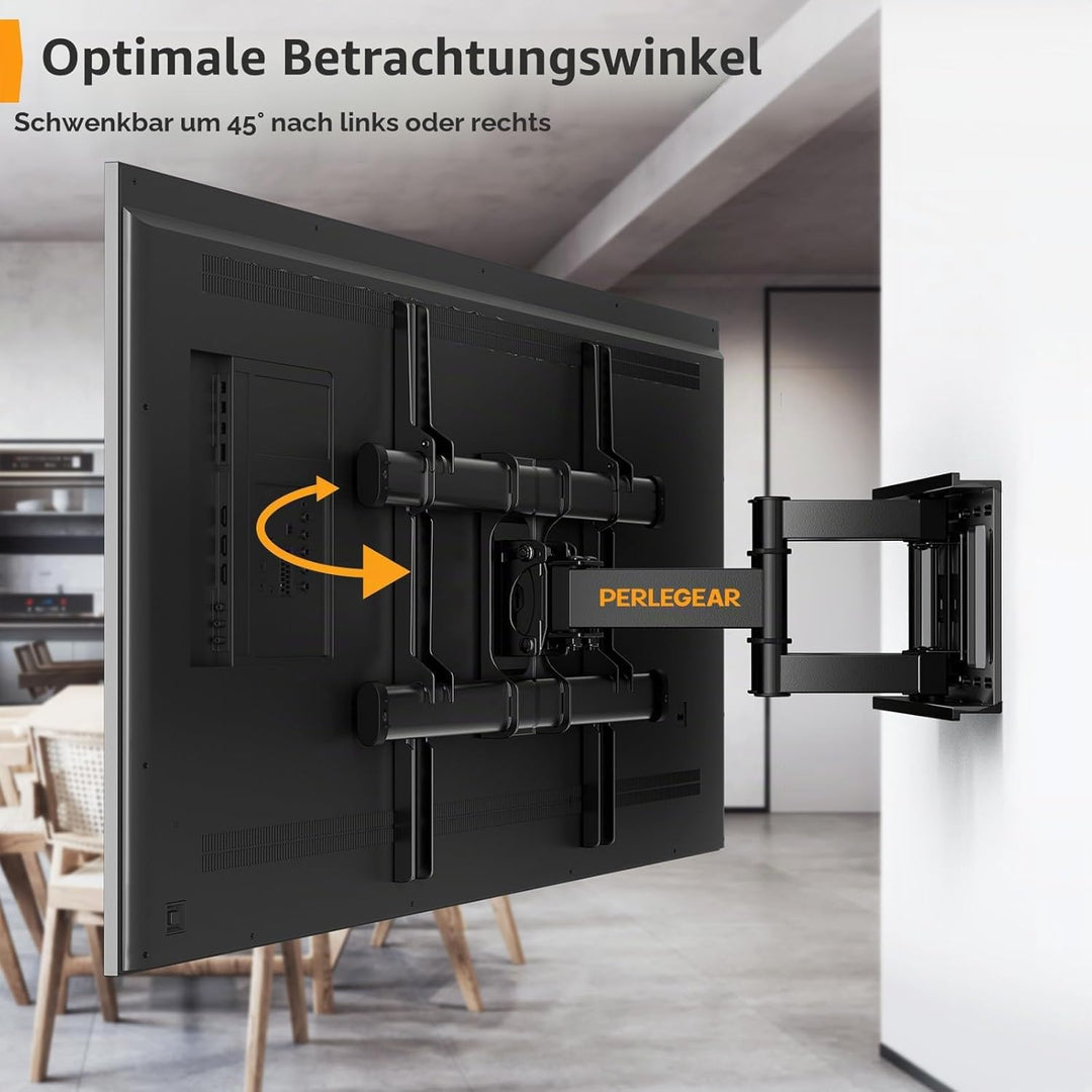 Perlegear TV Wandhalterung Schwenkbar Neigbar für 37-84 Zoll Flach &amp; Curved Fernseher, TV Halterung