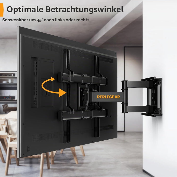 Perlegear TV Wandhalterung Schwenkbar Neigbar für 37-84 Zoll Flach &amp; Curved Fernseher, TV Halterung