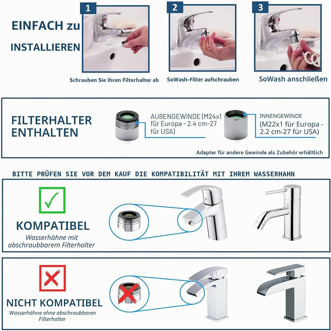 SoWash Munddusche | VORTICE ORTHODONTIC | Verbindet mit dem Wasserhahn | Munddusche ohne Batterien u
