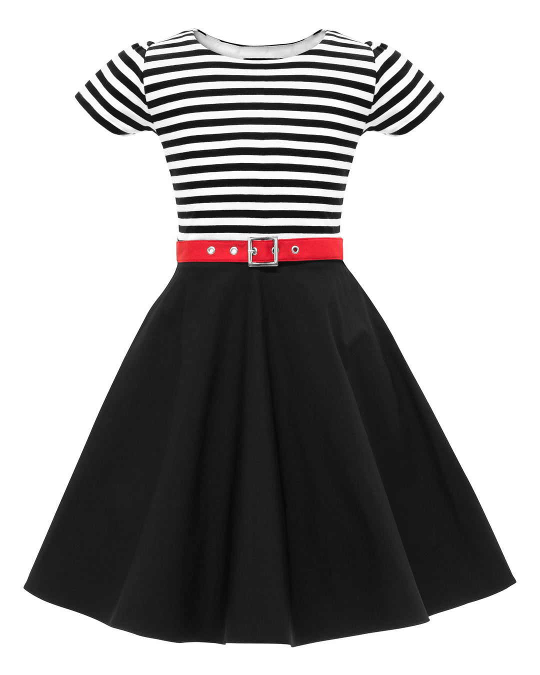 BlackButterfly Kinder 'Maria' Vintage Gestreift Mädchen Kleid im 50er-Jahre-Stil 3-4 Jahre Schwarz,