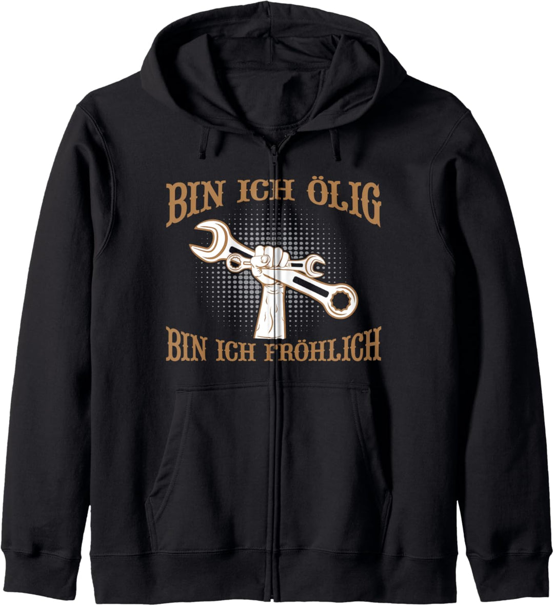 Bin ich ölig bin ich Fröhlich Herren Garage Kfz Mechaniker Kapuzenjacke