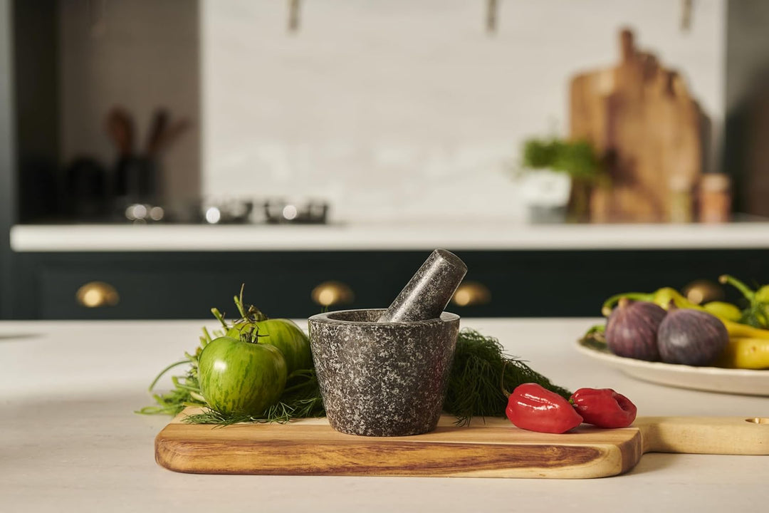 Cole & Mason Dorchester Mörser mit Stössel Klein 10 cm, natürlicher Granit, langlebiger Steinmörser