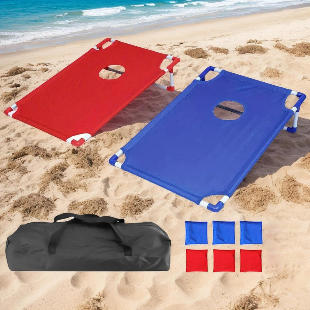 Cornhole Spieleset,Corn Hole Spiele für Erwachsene - Mit 6 Bohnensäckchen Und 58 X 51 cm Spielbrett