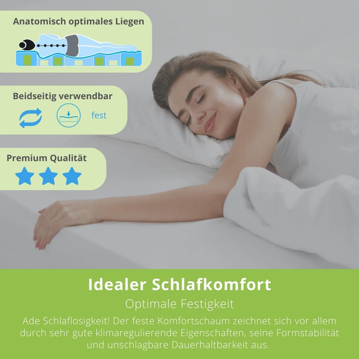 Bodyprotect Topper 90 x 190 x 6 cm, Komfortschaum Matratzentopper, Matratzenauflage, waschbar bis 60