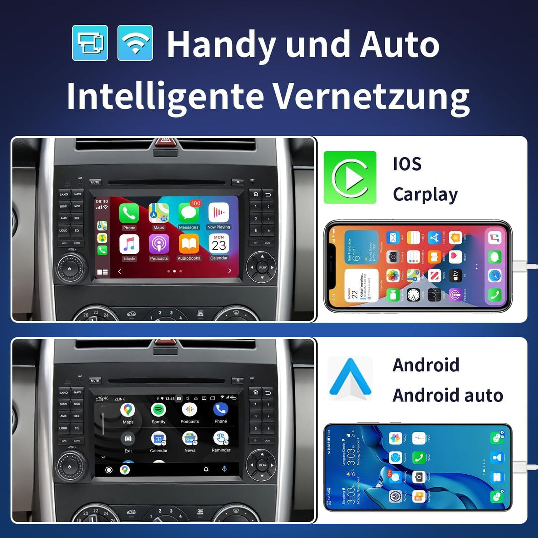 Autoradio für Mercedes Vito W639, Sprinter W906, A-Klasse W169, B-Klasse W245 – 2 DIN Radio mit CarP