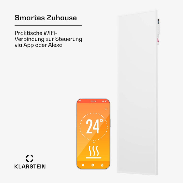 Klarstein Infrarotheizung mit Thermostat, 320W Elektroheizung, Smart Home Infrarotheizung zur Wandmo