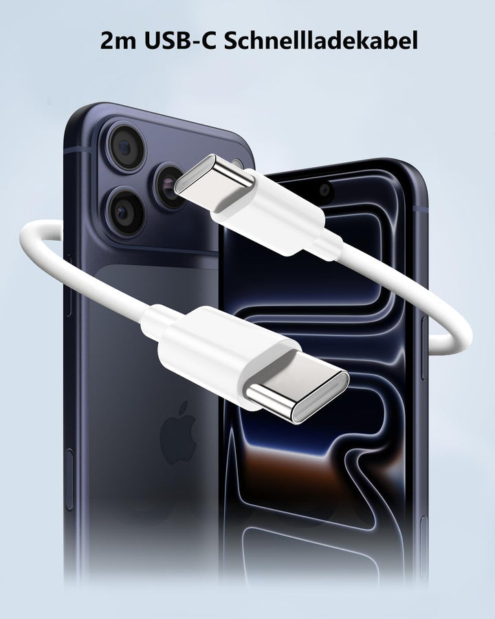 USB C Ladegerät Schnellladekabel Ladekabel für iPhone 17 16 15 Pro Max Plus/17 Air/17e/16e, iPad Pro