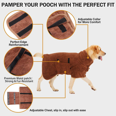 HezzLuv Bademantel Für Hunde, Hundebademantel Aus Mikrofaser Für Mittlere Und Grosse Hunde, Saugfähi