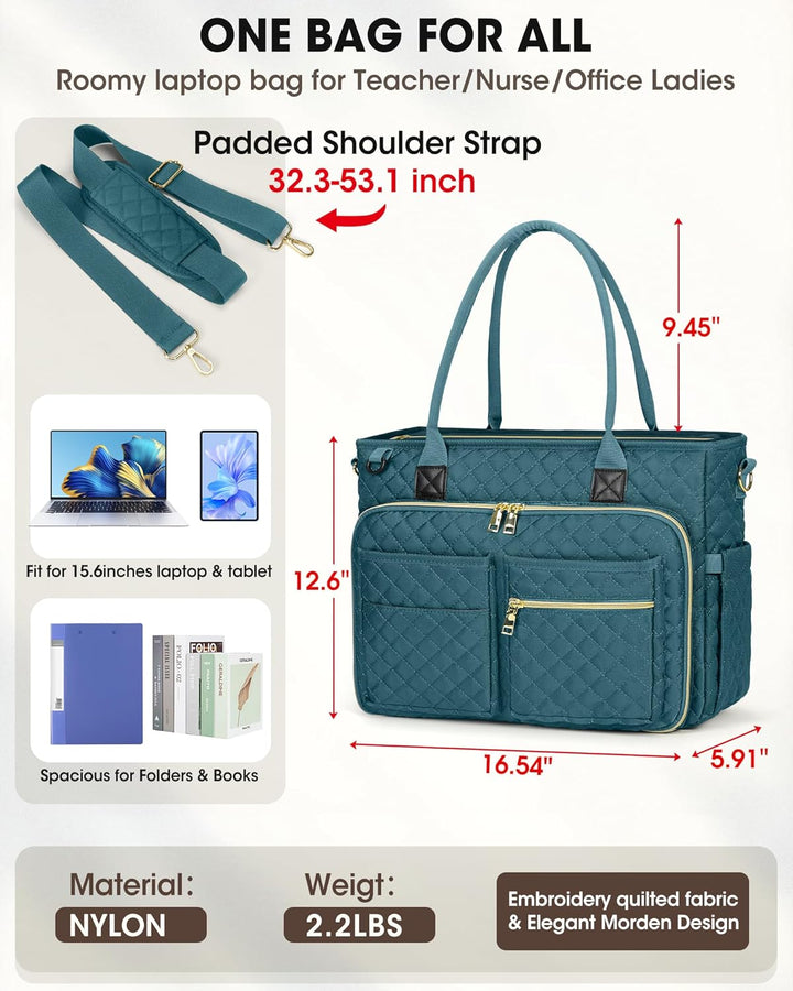 RAINSMORE Lehrertasche 15.6 Zoll Laptoptasche Aktentasche Damen | Arbeitstasche Gross mit Isolierter