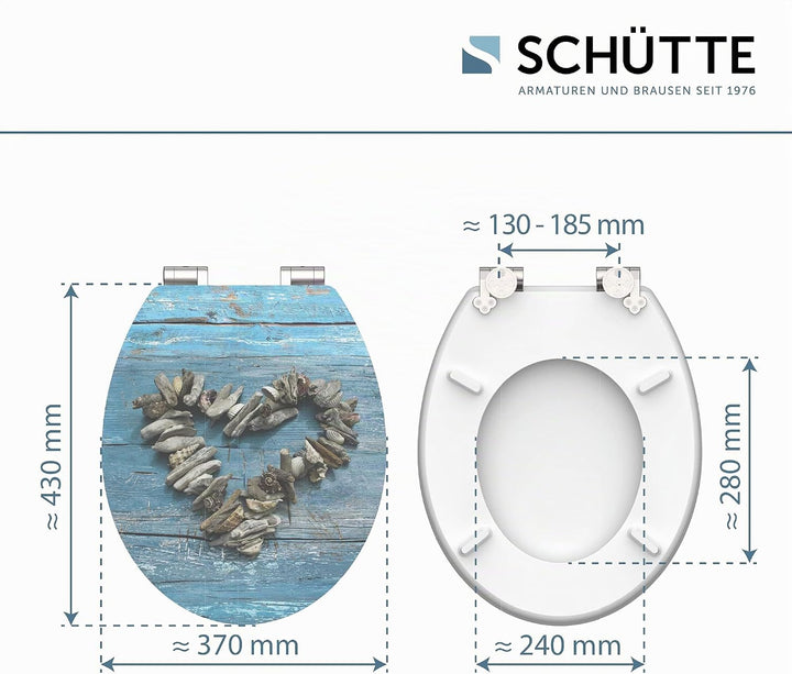 SCHÜTTE 80540 HG MDF-Holzkern High Gloss WC-Sitz SHELL HEART mit Absenkautomatik, Motiv, Shell Heart