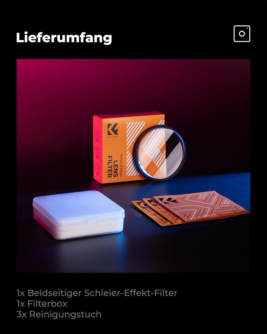 K&F CONCEPT 58mm Bilateraler Bewegungsunschärfe-Effekt-Filter Optisches Glasprisma Spezialeffekt-Kam