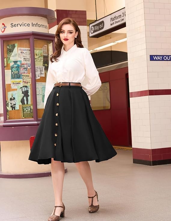 Belle Poque Damen Rock Schwarz S, Schwarz S