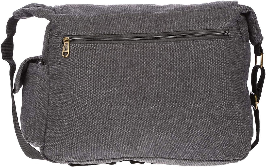 Christian Wippermann grosse XL Herren Damen Tasche Umhängetasche Canvas Messenger Bag Schwarz, Schwa