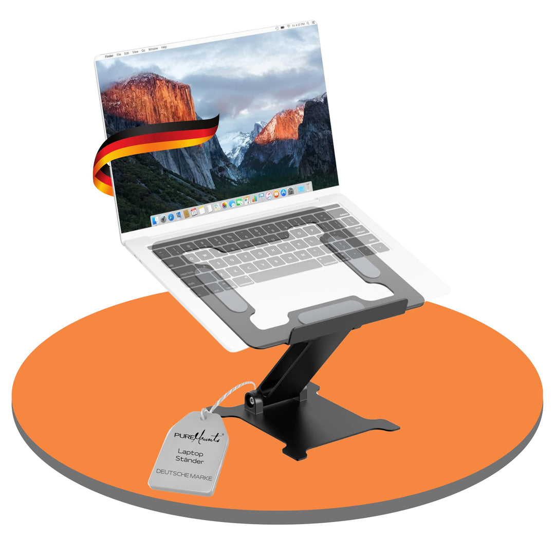 PureMounts Laptop Ständer Höhenverstellbarer, Faltbarer & Ergonomischer Notebookhalter für Home Offi