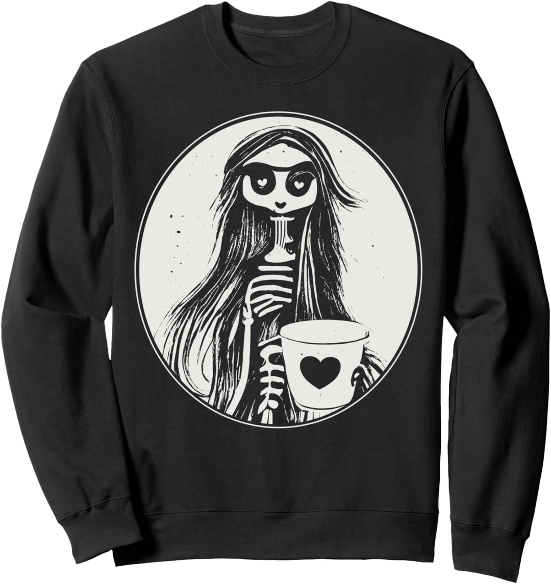 Gothic Boho Skelett Damen und Kaffeetasse Sweatshirt