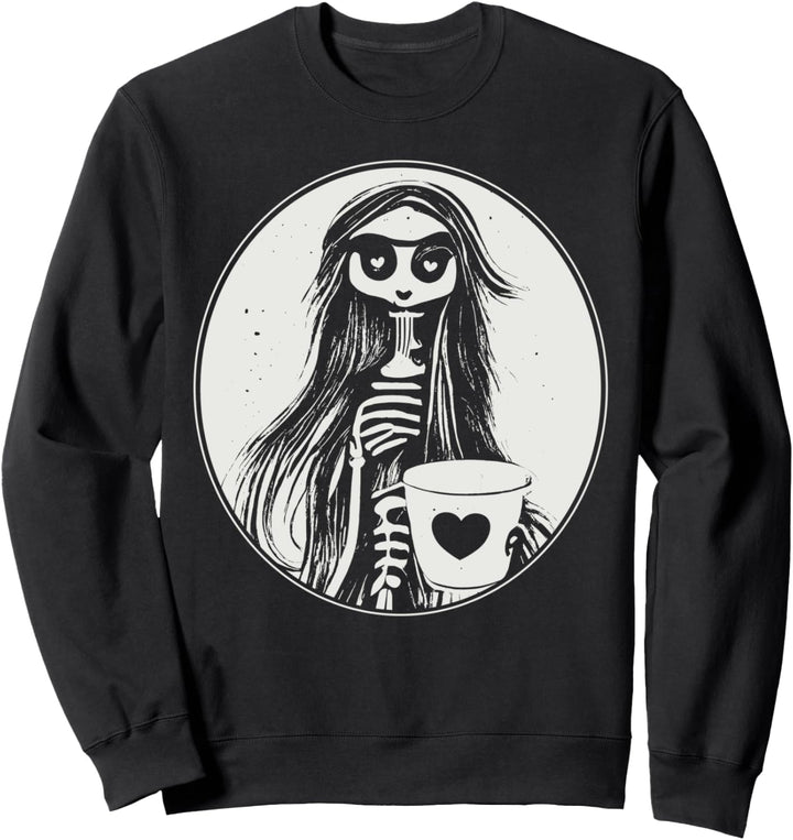 Gothic Boho Skelett Damen und Kaffeetasse Sweatshirt