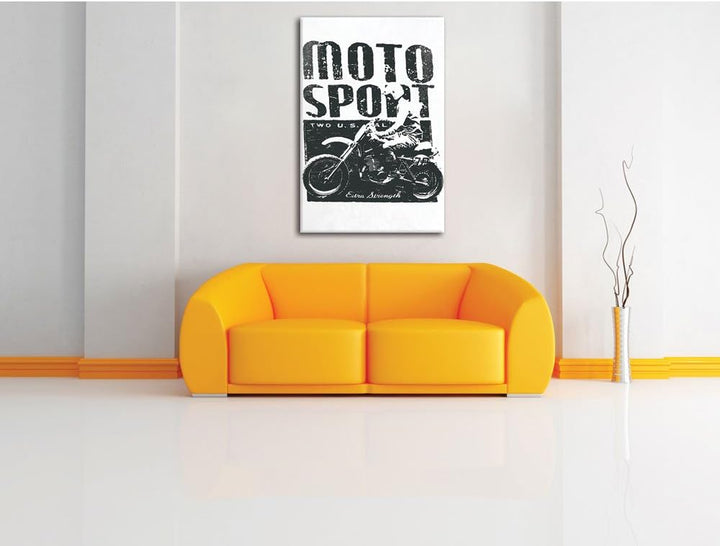 Pixxprint Motor-Sport White Bild auf Leinwand, XXL riesige Bilder fertig gerahmt mit Keilrahmen, Kun