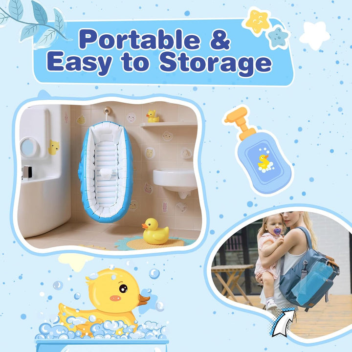 Aufblasbare Baby Badewanne, Säuglings Kinder Badewanne mit Luftpumpe, Reise Tragbare Badewanne für D