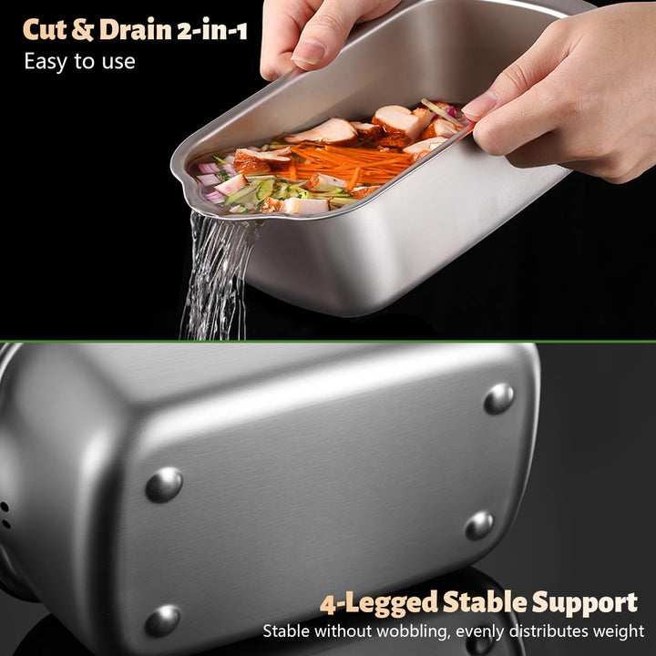 Dicer Smart 9-in-1, Edelstahl Gemüseschneider Und Mandoline Gemüsehobel Set (11 Teile), Julienne- un