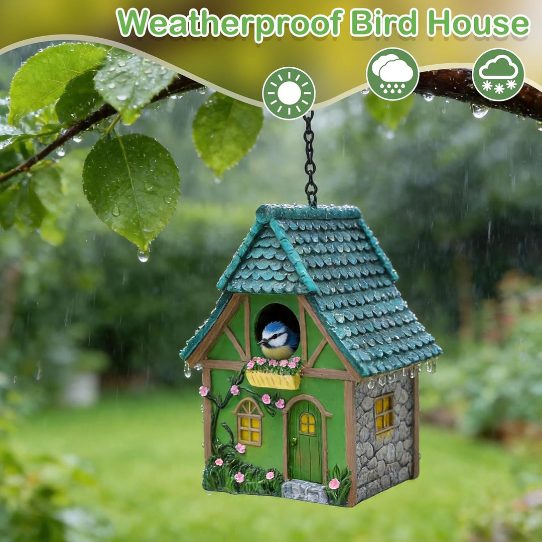 Vogelhaus für draussen, buntes Vogel-Nistkästen aus Kunstharz, mit Kette zum Aufhängen, für den Auss