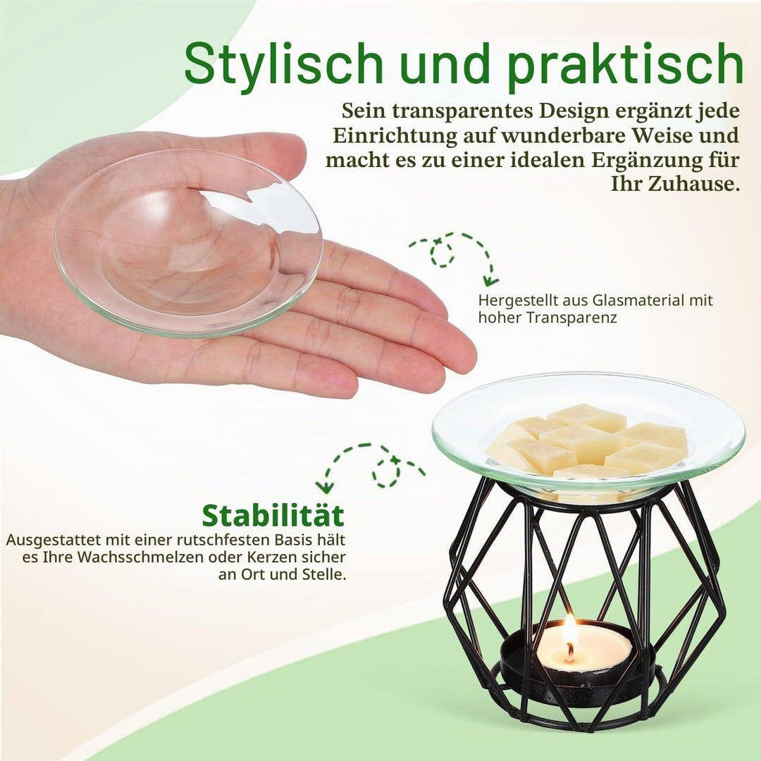 5 Stück Ersatzschale für Ölwärmer Wachsschmelzhalter aus Glas Runde Aromatherapie Kerzenwärmerplatte