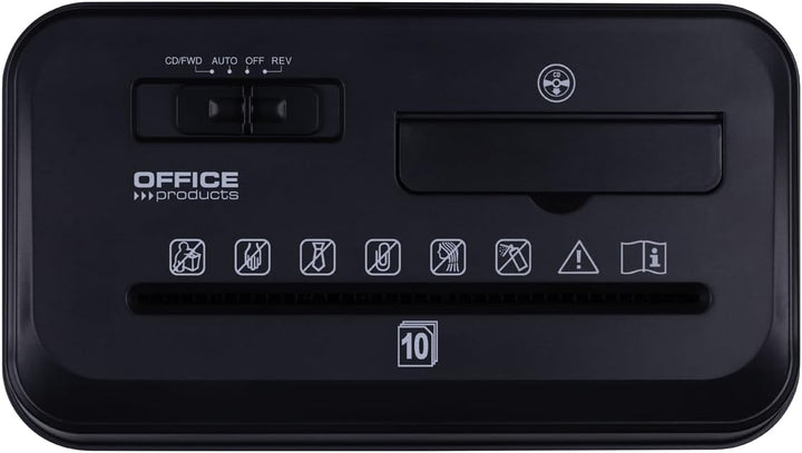 Office Products Aktenvernichter/für Papier CD/DVD / 10 Blätter Querschnitt/Behälter 14 l/Schwarz/Pap