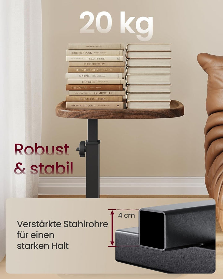 VASAGLE Beistelltisch C-Form, Sofatisch, Couchtisch für kleine Räume, Wohnzimmertisch höhenverstellb
