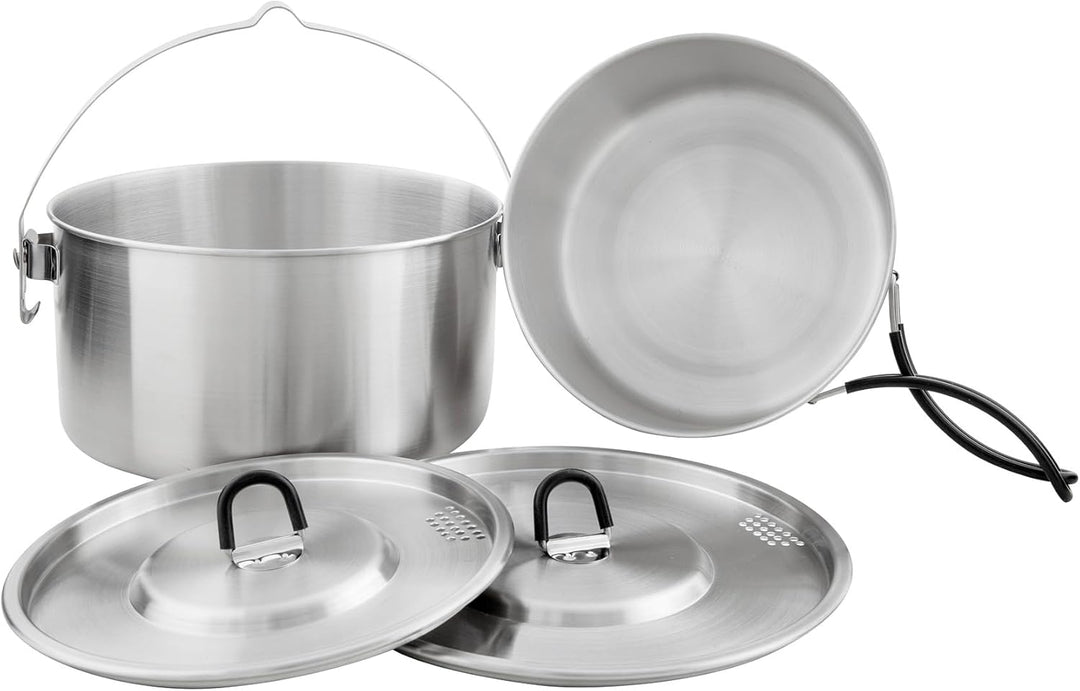 Tatonka Kettle Set II - Outdoor-Kochtopf aus Edelstahl mit Volumenskalierung und inklusive Deckel mi