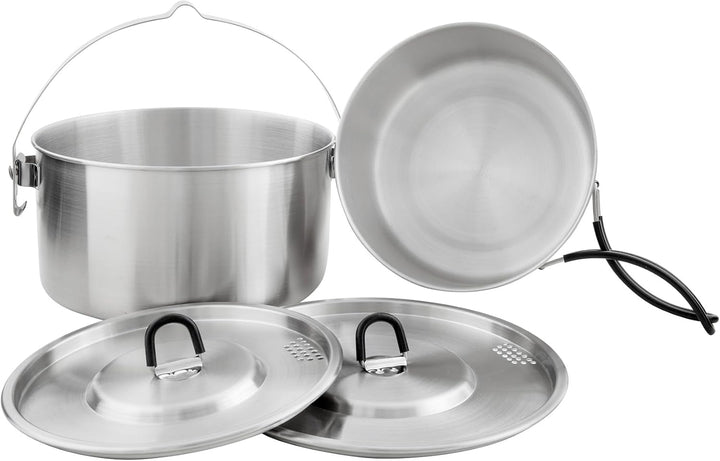 Tatonka Kettle Set II - Outdoor-Kochtopf aus Edelstahl mit Volumenskalierung und inklusive Deckel mi