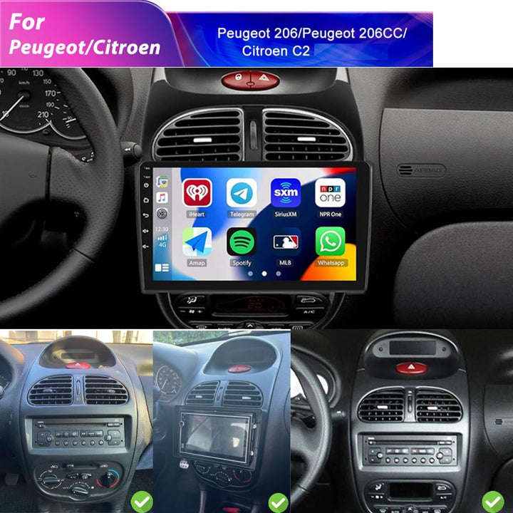 4+64G Android Autoradio für Peugeot 206/206CC 2001-2016 Cirteon C2 Wireless Carplay&Android Auto, 9'