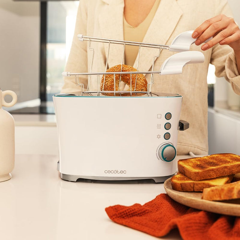 Cecotec Vertikaler Toaster Toast&Taste Double W, 650W, Doppelter Breitschlitz für 2 Toasts, Leichte