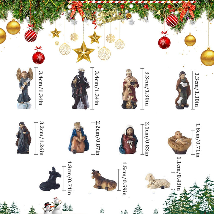 Krippe Set 11pcs/Set realistische Krippe Szene mit Jesus und Tieren Harzharzschmuck traditionelle We