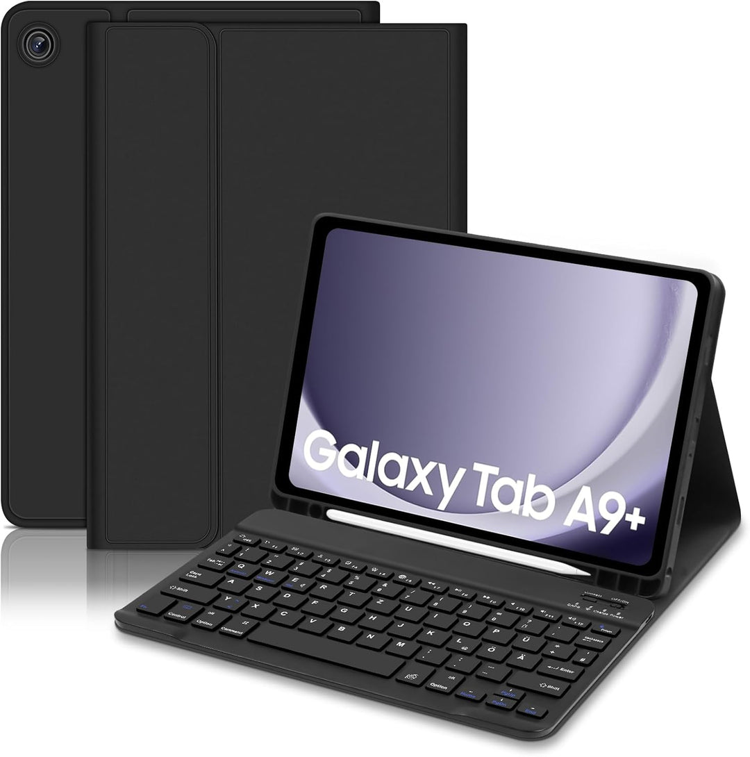 Samsung Galaxy Tab A9 Plus 11 Zoll 2023 Hülle Tastatur, Galaxy Tab A9 Plus Hülle mit QWERTZ Deutsche