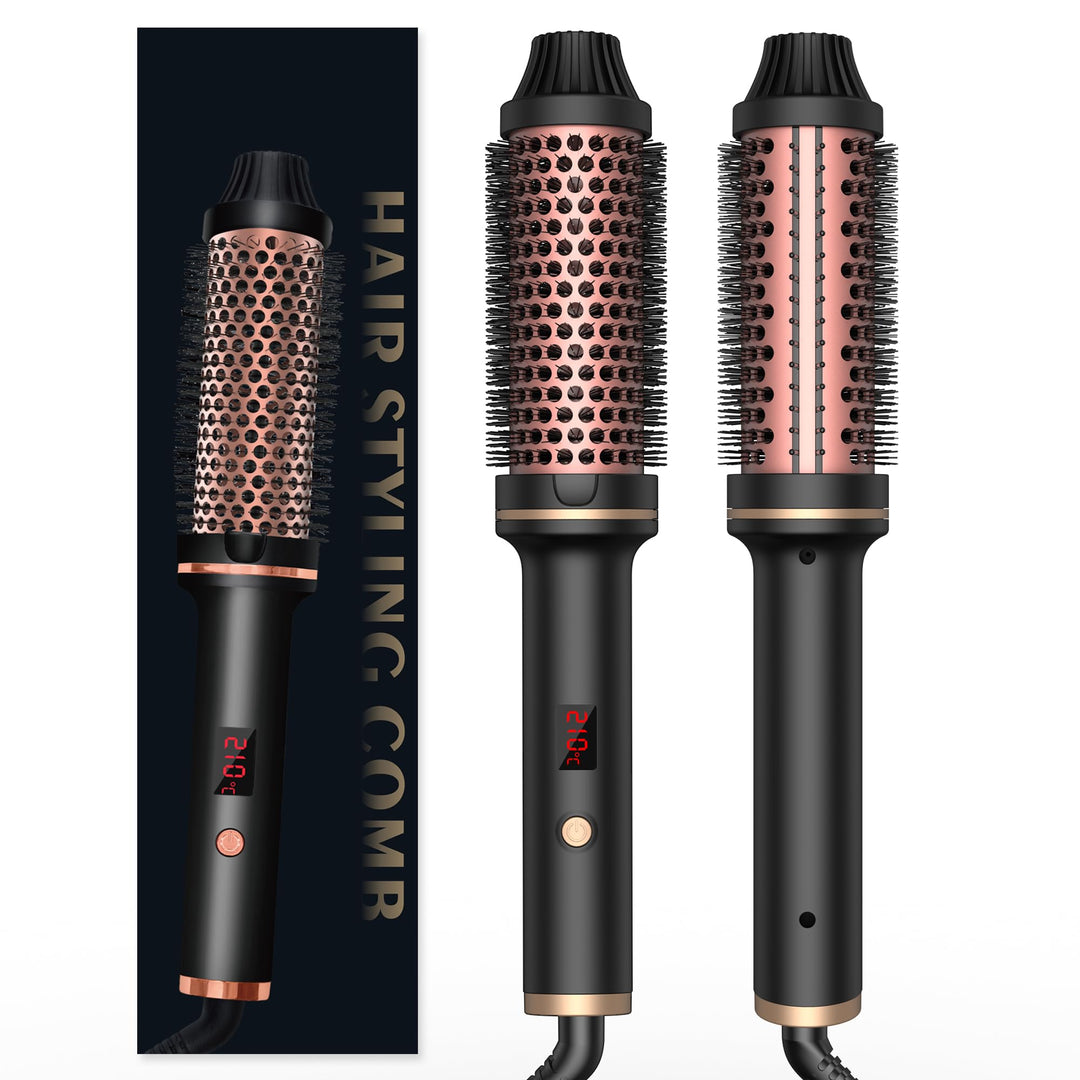 UMIGA Thermobürste 3 in 1, 38mm Thermal Brush LCD 120-200℃ Dual PTC Heated Round Brush,Lockenbürste,