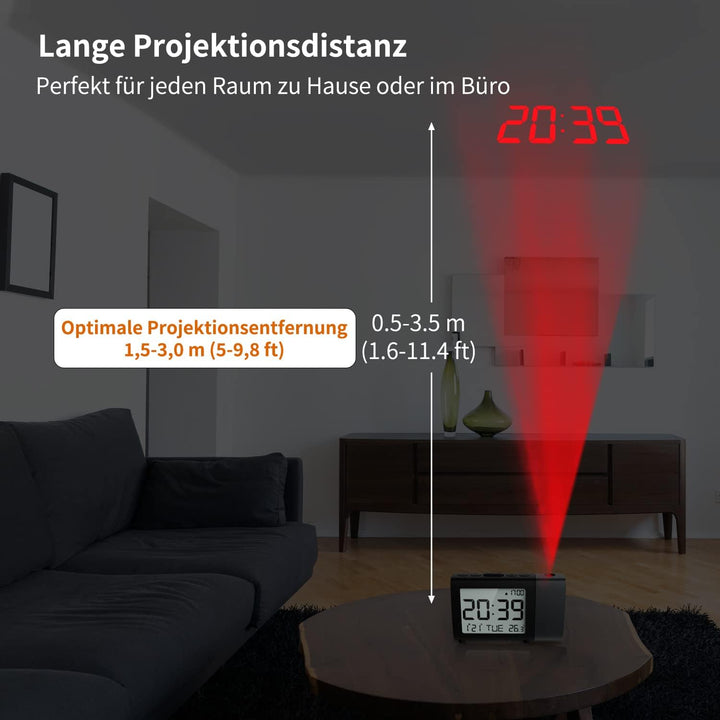 MeesMeek Projektion Digitaler Wecker: Digital Alarm Clock mit Temperatur Datum 12/24H einstellbare H