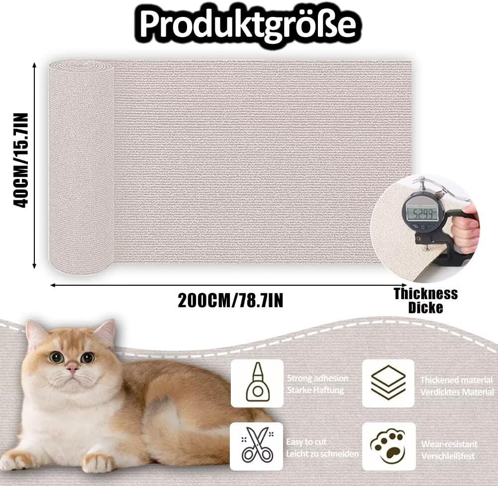 Kratzmatte Katze Selbstklebend - Kratzschutz Sofa Anti Kratz Folie Kratzwand für Katzen Frei DIY Ges