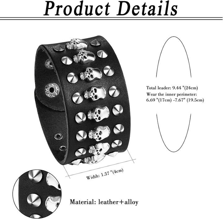 OIDEA 3PCS Herren Leder Armband Set (Punk Rock Stil 4.1cm-5cm Breite Gross geflochtene handgefertigt