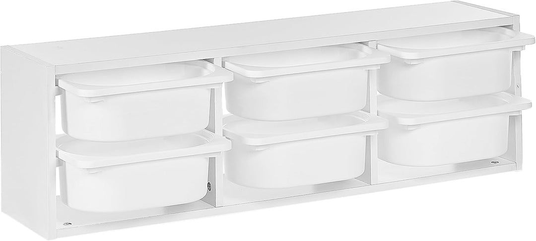 Beliani Originelles Wandregal mit 6 Boxen und Schubladen Kinderzimmer Spanplatte Kunststoff Weiss To