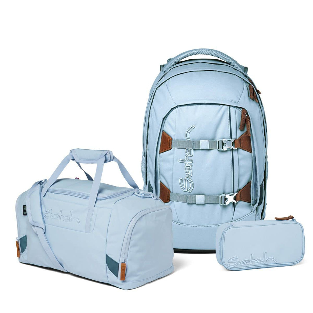 satch Pack Schulrucksack Set 3tlg. mit Sporttasche und Schlamperbox Nordic Ice Blue, Nordic Ice Blue