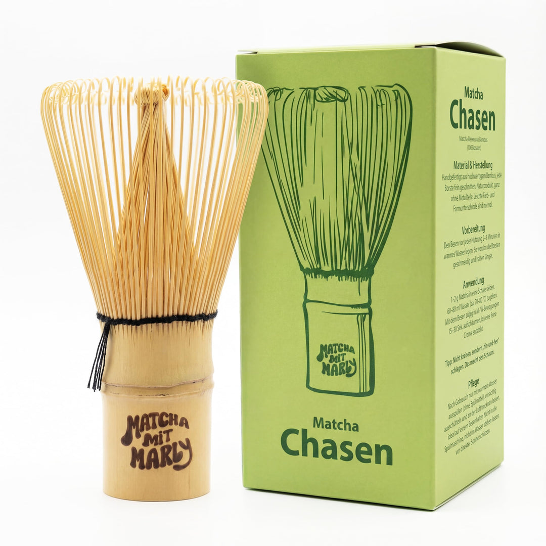 Matcha Besen aus Bambus (Chasen) 100 Borsten | traditioneller Matcha Whisk für feinporigen Schaum |