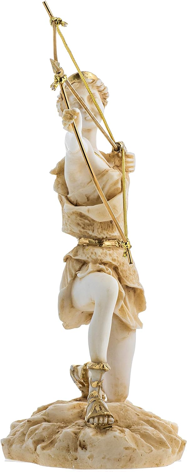 Göttin Artemis Diana Griechische Statue Natur Mond Goldton Alabaster 23,5 cm