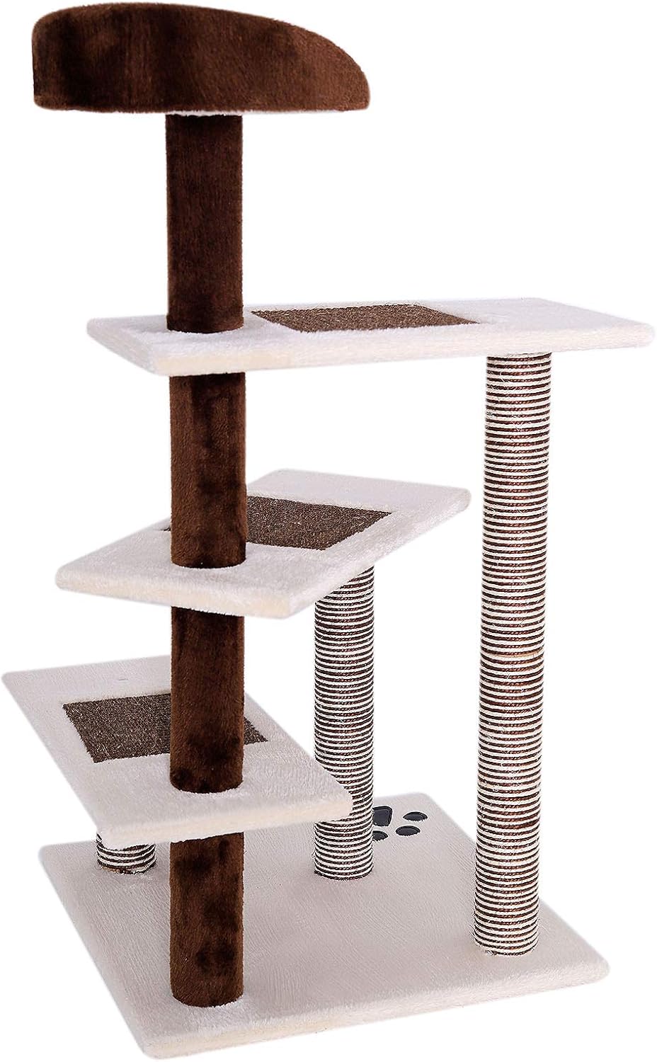 lionto Kratzbaum für Katzen mit 3 Plateaus & gemütlicher Liegefläche, Höhe 100 cm, Katzenbaum mit Si