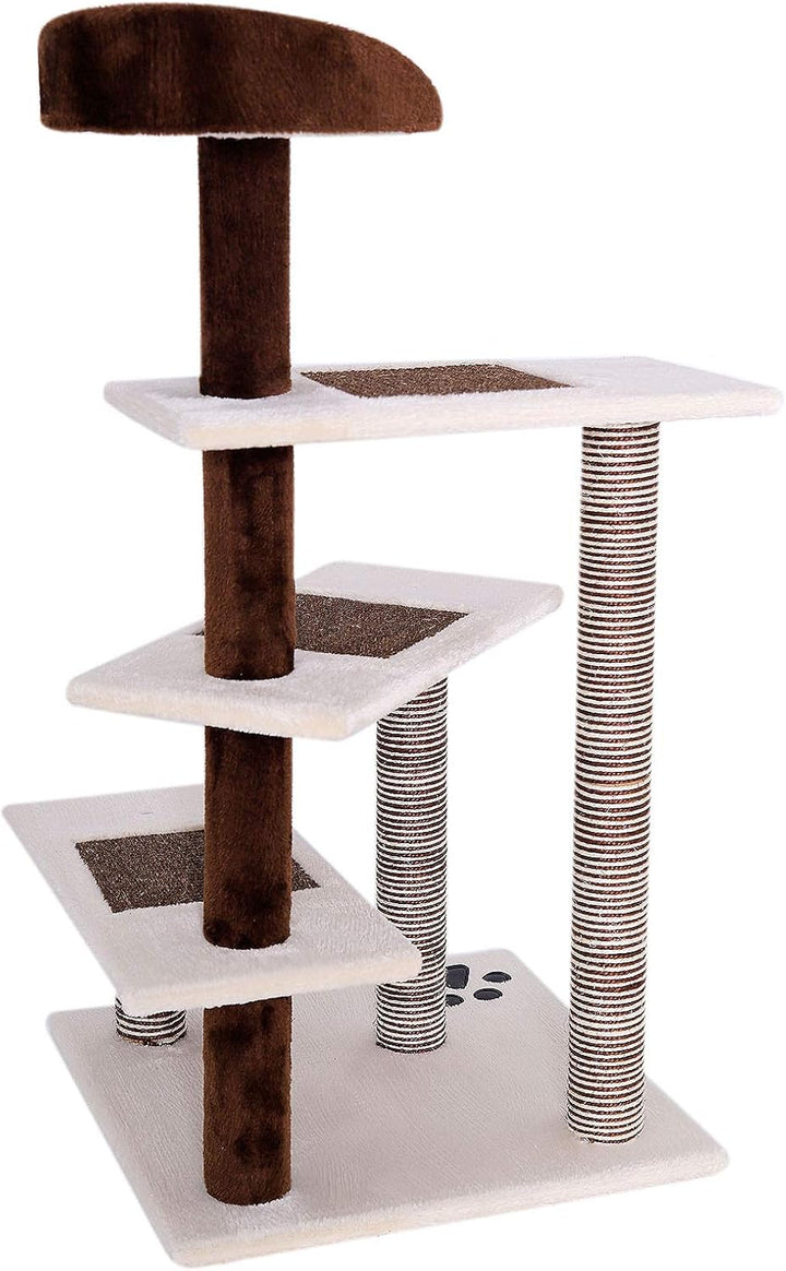 lionto Kratzbaum für Katzen mit 3 Plateaus & gemütlicher Liegefläche, Höhe 100 cm, Katzenbaum mit Si