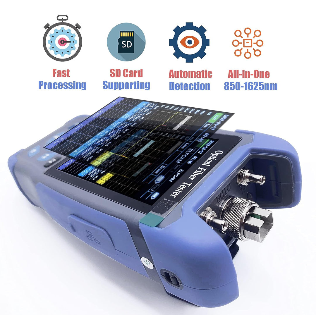 Elfcam® - OTDR für FTTH, 24dB/22dB 1310nm/1550nm, Tragbares 4 in 1 OTDR + VFL+ OPM + OLS, OTDR Glasf