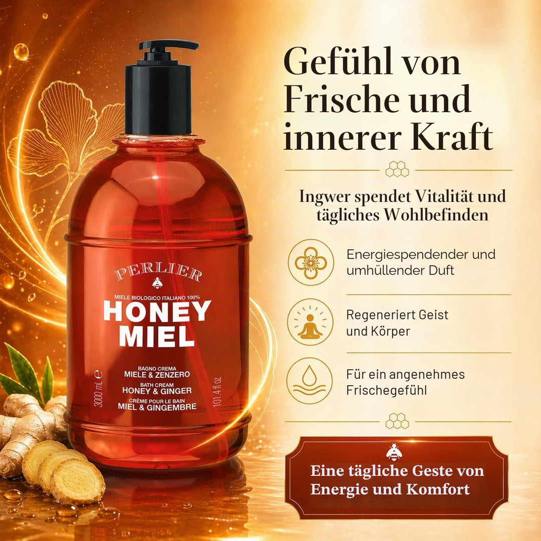 Perlier Honig Miel Badcreme Honig & Ingwer - mit Honig Bio 100% Italienisch - 3000 ml mit Dosierer