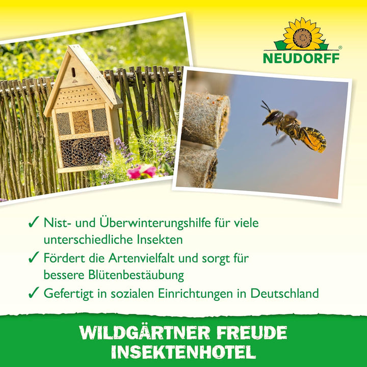 Neudorff Wildgärtner Freude Insektenhotel als Nist- und Überwinterungshilfe für Wildbienen, Marienkä