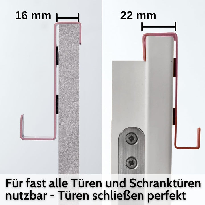 DEKAZIA® 8 Türhaken Kinderzimmer rosa | Türgarderobe Kinder | Türhaken zum Einhängen | Kleiderhaken