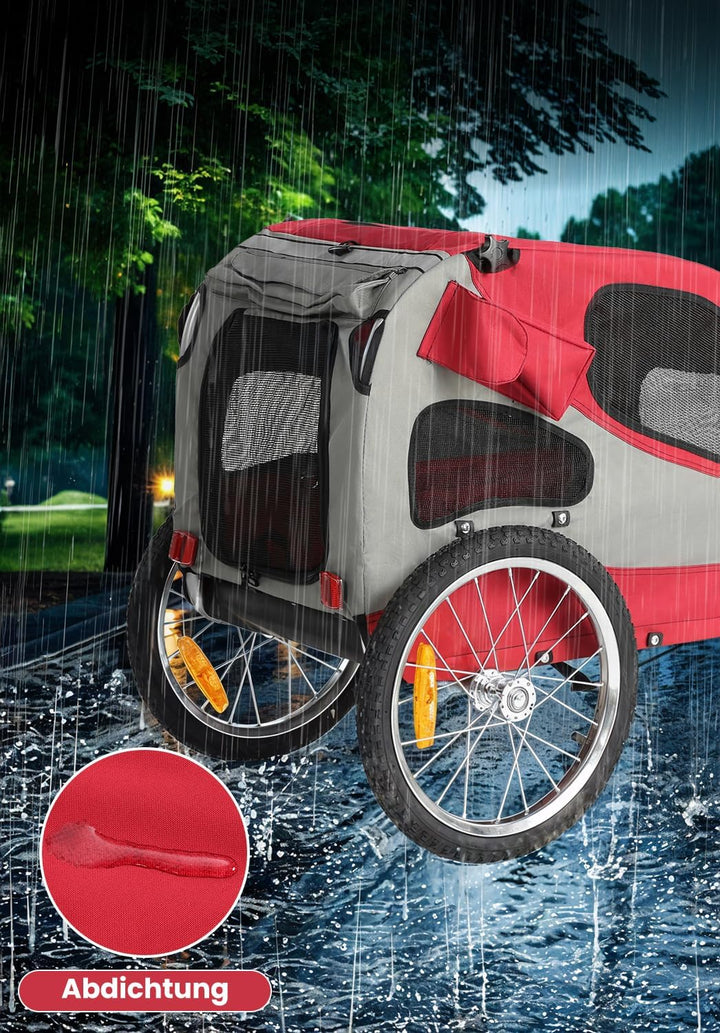 SEPNINE® Fahrradanhänger für Hunde, Hundeanhänger für Fahrrad - faltbar, mit Sicherheitsreflektoren,