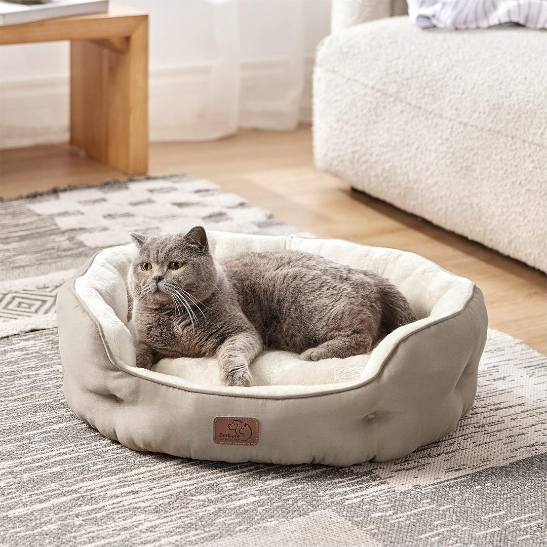 Bedsure Katzenbett waschbar Katzen Bettchen - 63x53x20cm Katzen Bett mit Zweiseitig Innenkissen Katz
